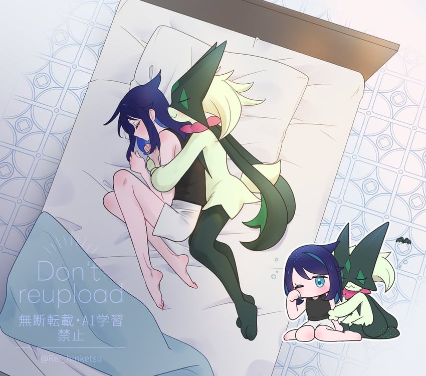 liko and meowscarada (pokemon and 1 more) drawn by rei_hinketsu