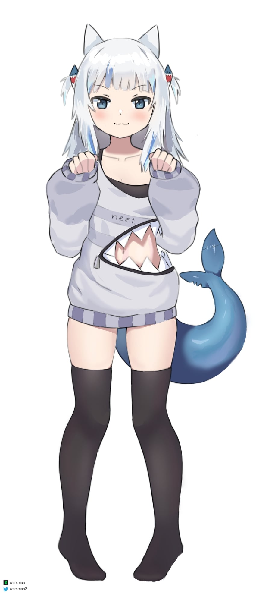 gawr gura and kamiko kana (hololive and 2 more) drawn by wersman