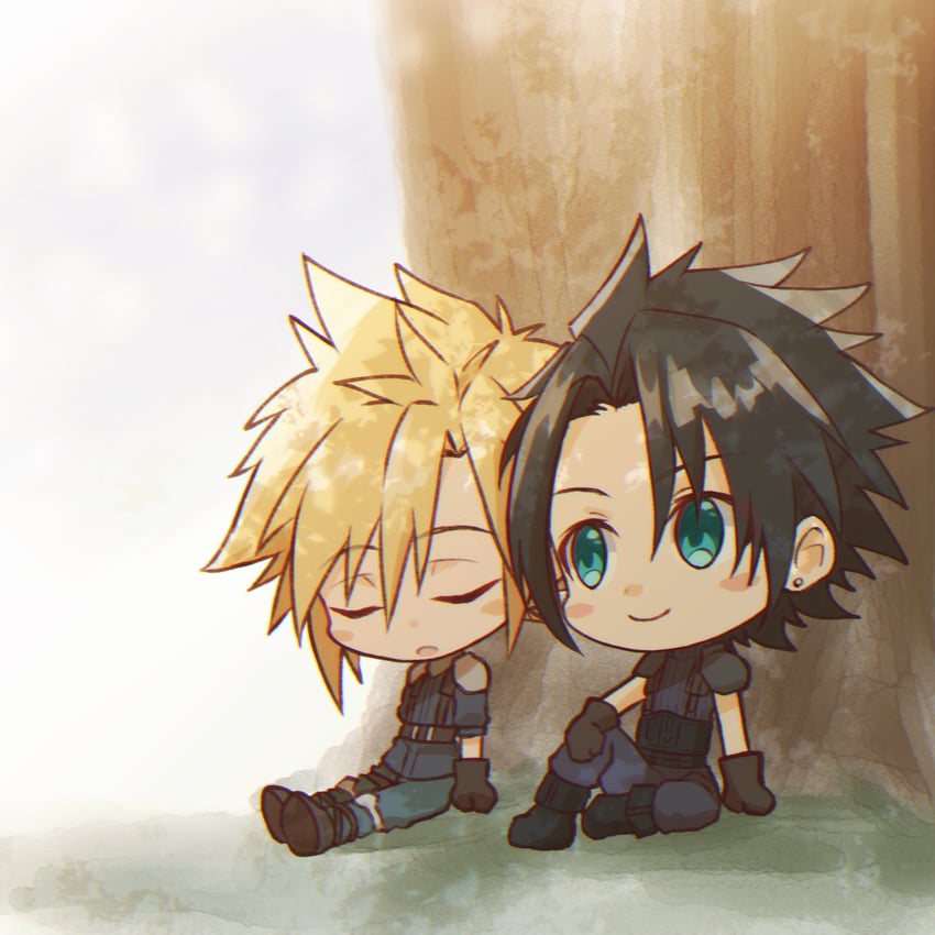 cloud strife and zack fair (final fantasy and 2 more) drawn by mizuamememe