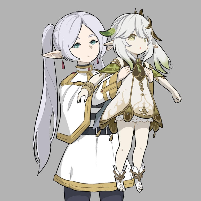 frieren and nahida (genshin impact and 2 more) drawn by parallelrey