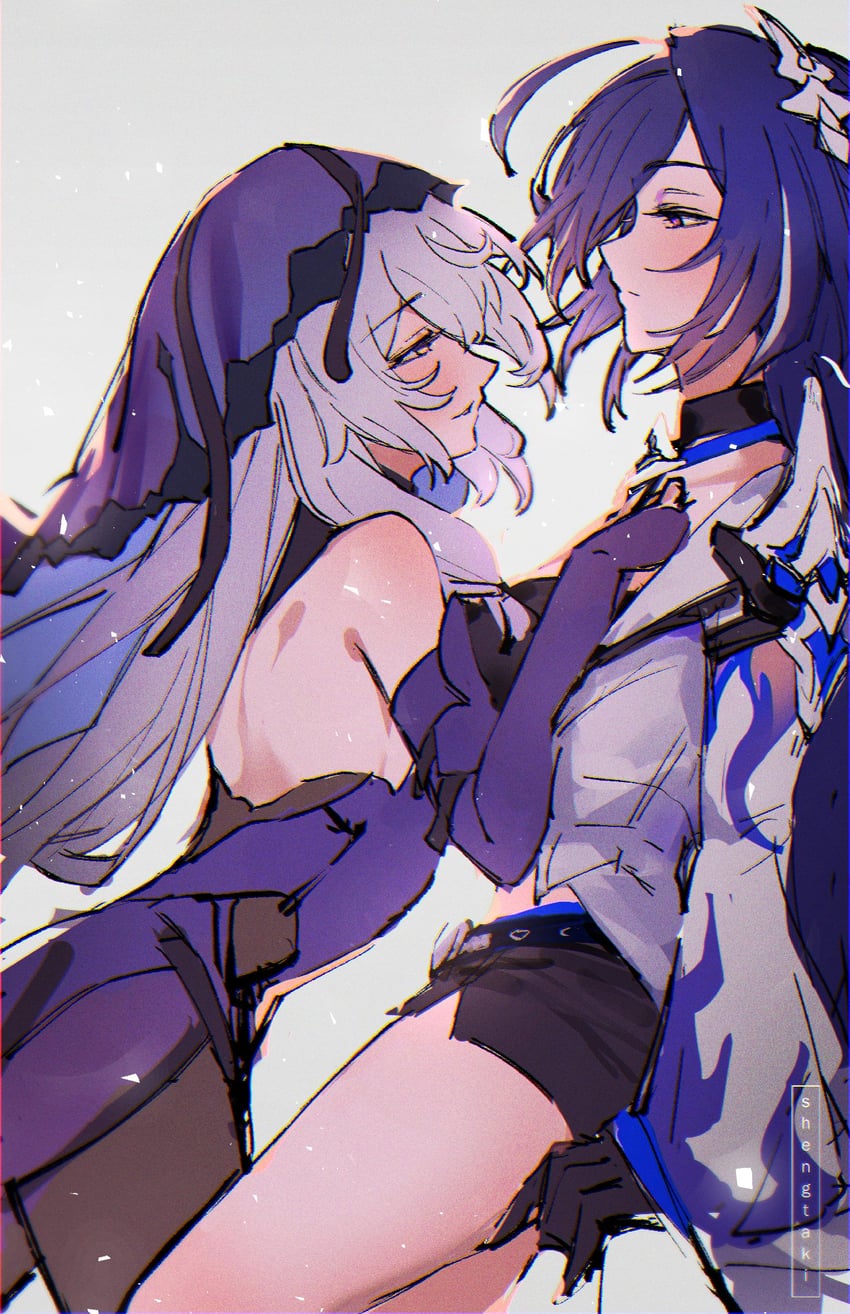 acheron and black swan (honkai and 1 more) drawn by shengtaki