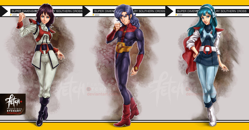 gmp, lana isavia, tasc, zor, mary angel, and 1 more (robotech and 2 more) drawn by franciscoetchart