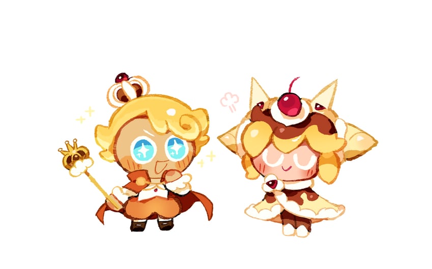 strawberry crepe cookie and custard cookie iii (cookie run and 1 more) drawn by melvi0