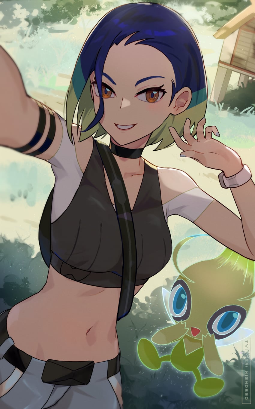celebi and perrin (pokemon and 1 more) drawn by hsin
