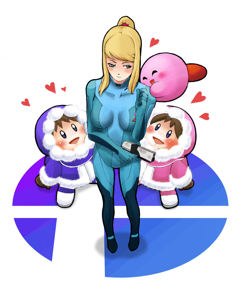 kirby, samus aran, nana, and popo (kirby and 3 more) drawn by oyatsu_(mk2)