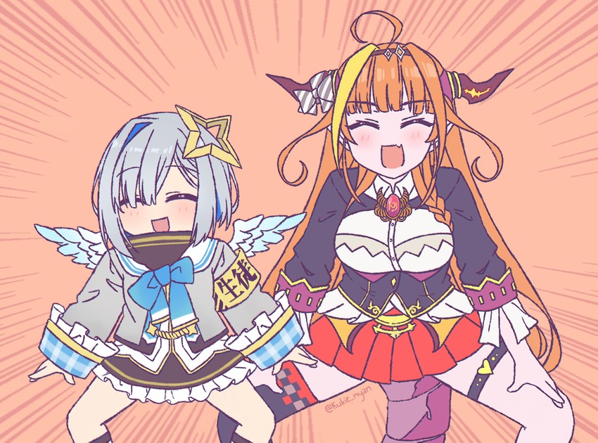 amane kanata and kiryu coco (hololive) drawn by kukie-nyan