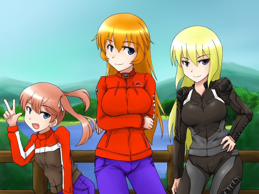 charlotte e. yeager, marian e. carl, and francie gerard (world witches series and 3 more) drawn by isosceles_triangle_(xyzxyzxyz)