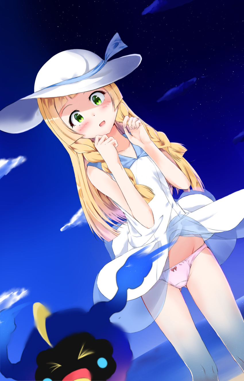 lillie and cosmog (pokemon and 1 more) drawn by amane_sora