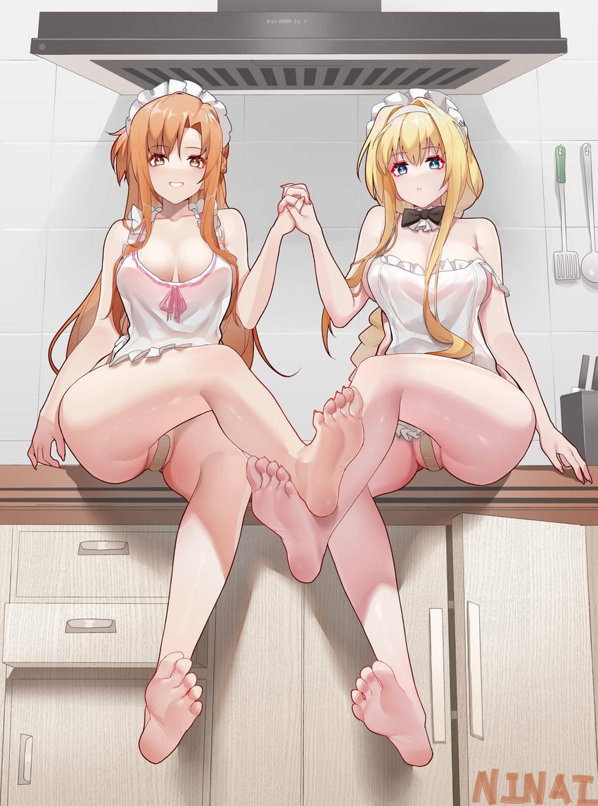 asuna and alice zuberg (sword art online and 1 more) drawn by ninai