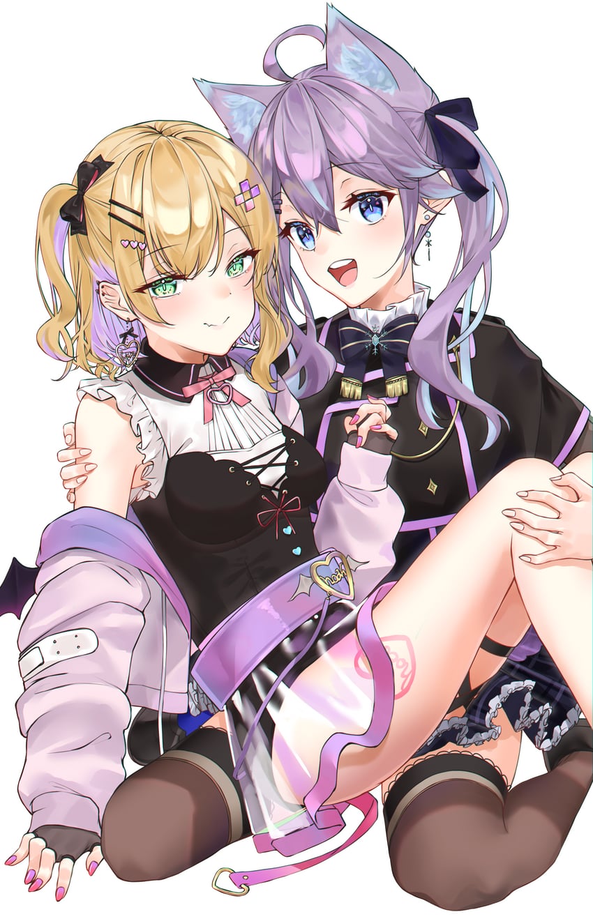 kurumi noah and nun bora (nijisanji and 1 more) drawn by kiaoekakishitai