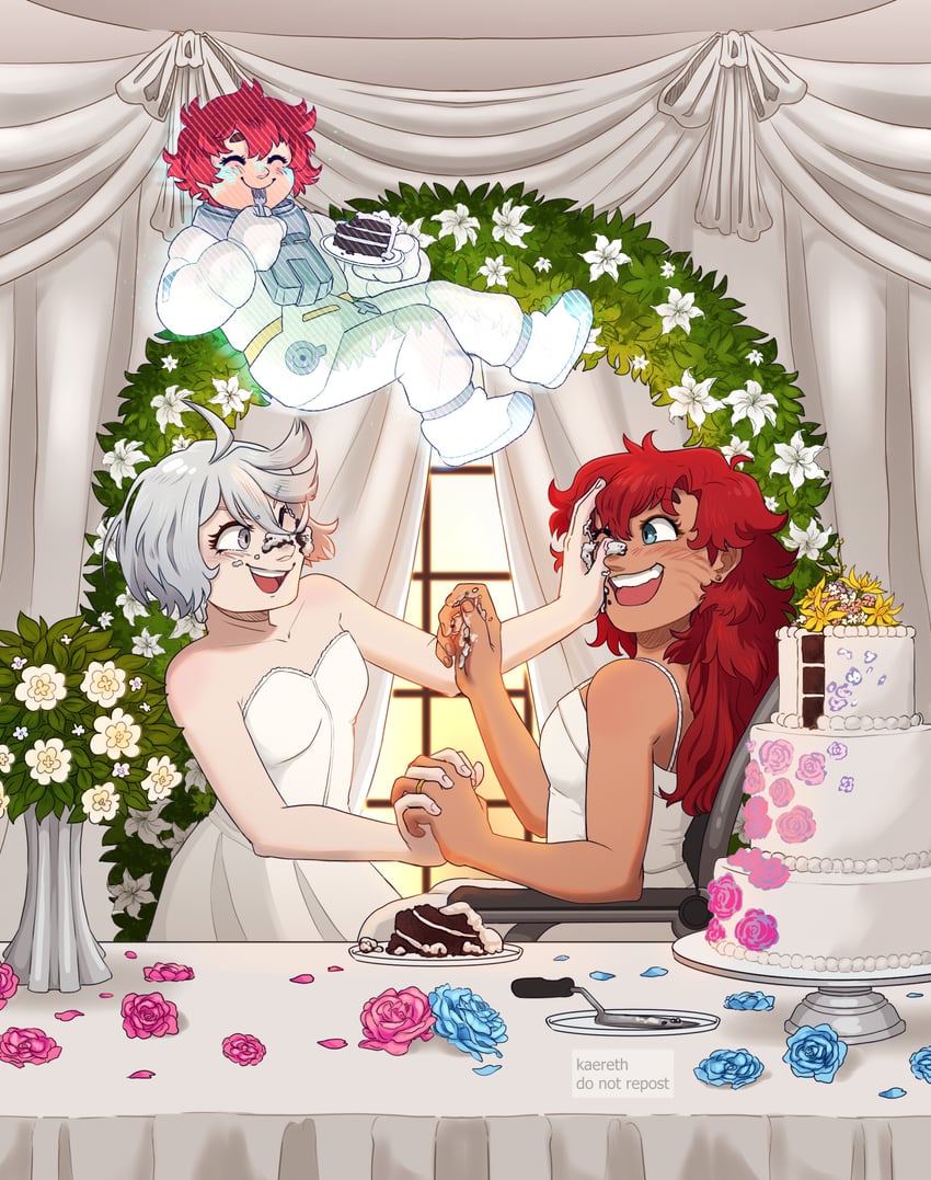 suletta mercury, miorine rembran, and ericht samaya (gundam and 1 more) drawn by kaereth