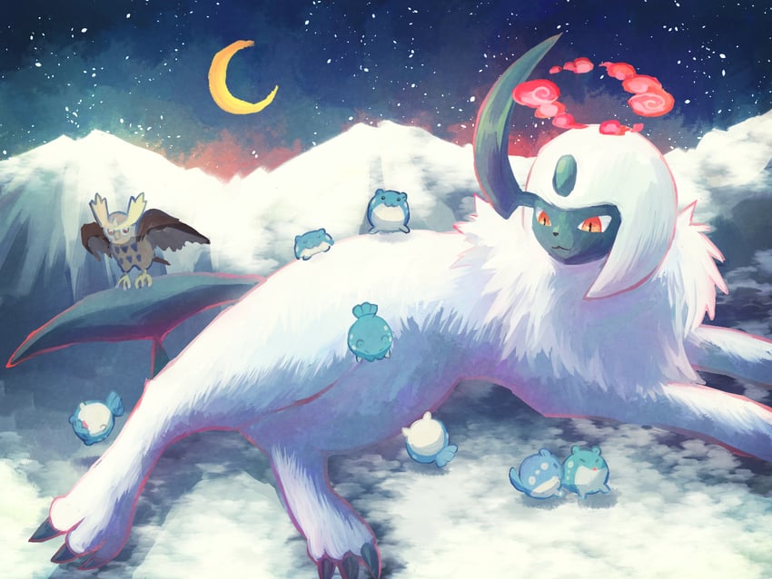 absol, spheal, and noctowl (pokemon) drawn by 7_phi_3