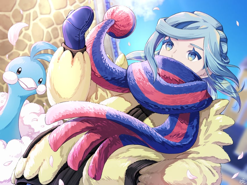 grusha and altaria (pokemon and 1 more) drawn by min_(myna8247)