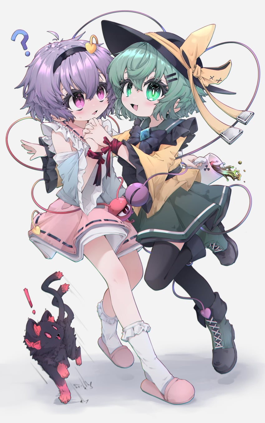 komeiji koishi, komeiji satori, and kaenbyou rin (touhou) drawn by mr.turtle_head