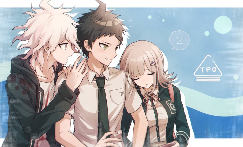 nanami chiaki, komaeda nagito, and hinata hajime (danganronpa and 2 more) drawn by haizai