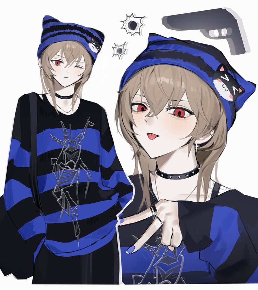 akechi gorou and morgana (persona and 1 more) drawn by ocean_01