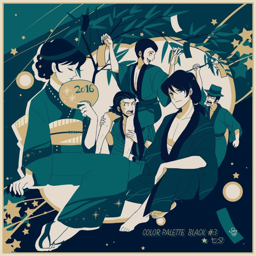 arsene lupin iii, jigen daisuke, mine fujiko, ishikawa goemon xiii, and zenigata kouichi (lupin iii) drawn by tsuntsun_(tuuuuuuntun)