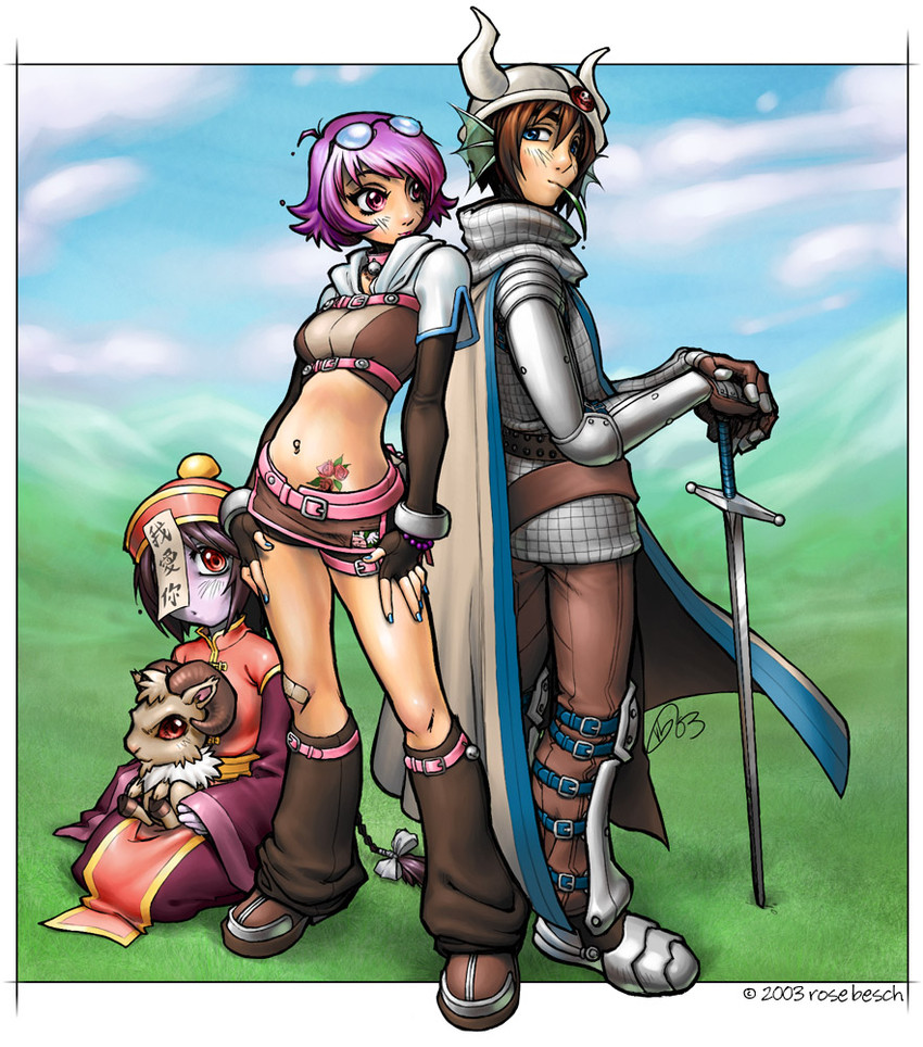 hunter, knight, munak, and baphomet jr (ragnarok online) drawn by barachan