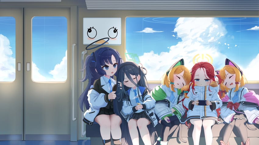 yuuka, aris, momoi, midori, yuzu, and 2 more (blue archive) drawn by daraamji2