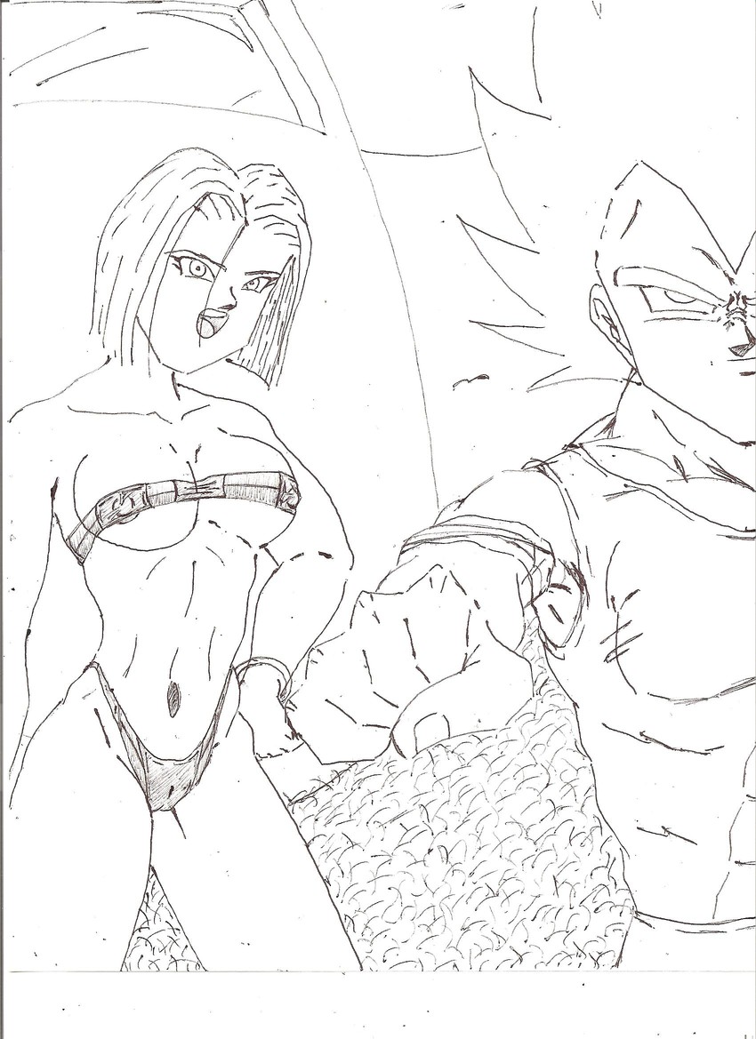 vegeta and android 18 (dragon ball and 1 more) drawn by rotceh1