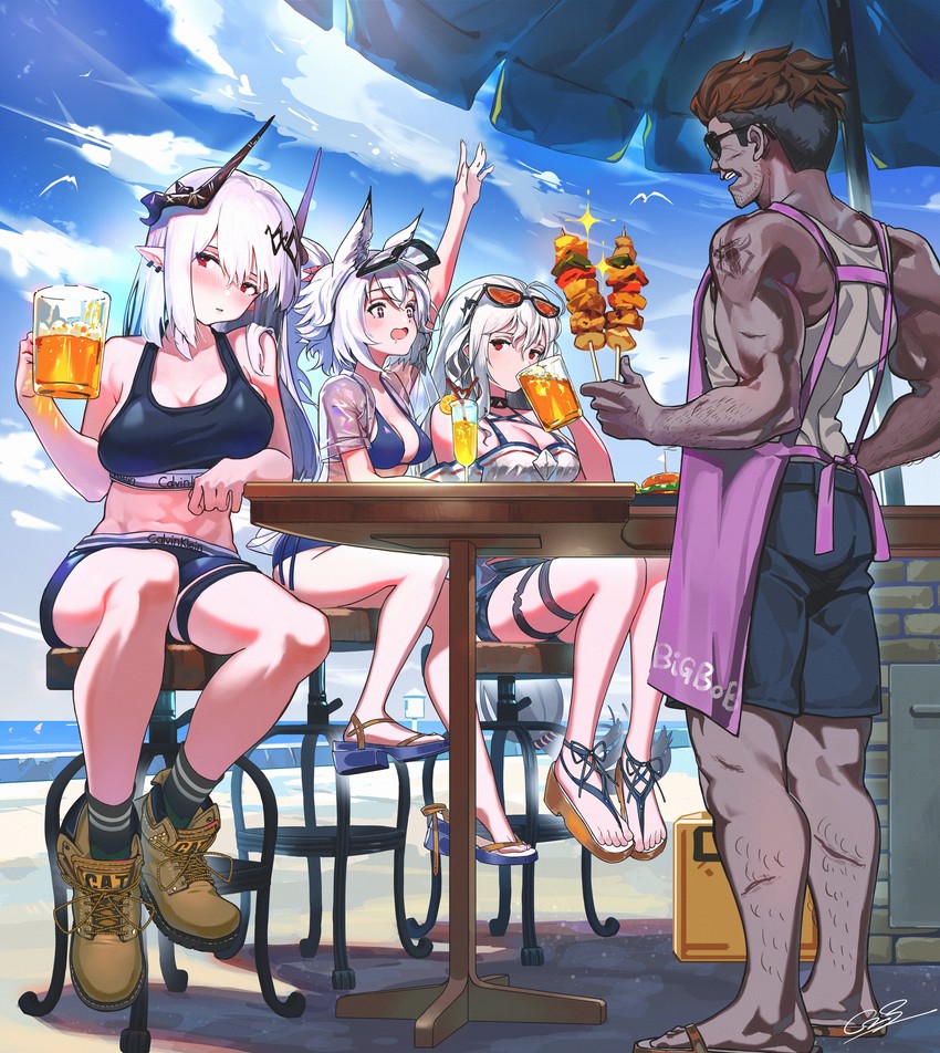 skadi, mudrock, grani, and big bob (arknights) drawn by gaanc_23_(tomosuge)
