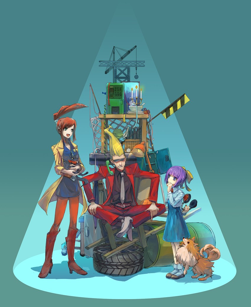 sissel, lynne, missile, cat, and kamila (ghost trick) drawn by ichimura_(kiln)