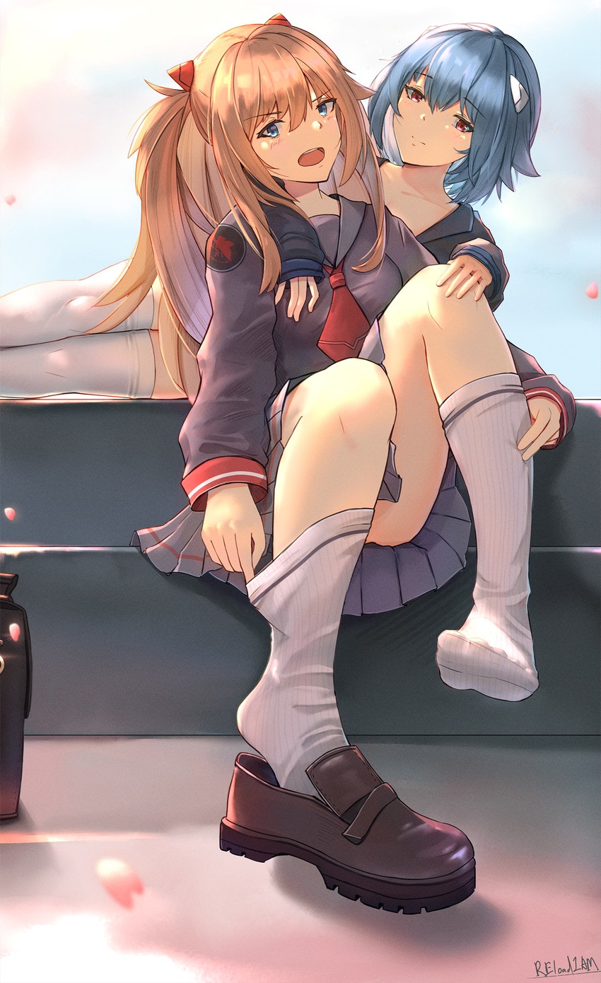 souryuu asuka langley and ayanami rei (neon genesis evangelion and 1 more) drawn by reload1am