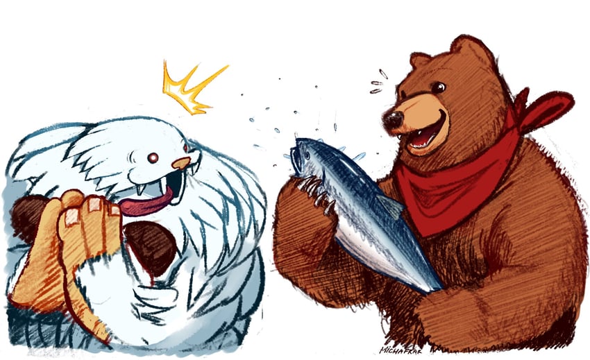 sasquatch and kuma (darkstalkers and 1 more) drawn by michafrar