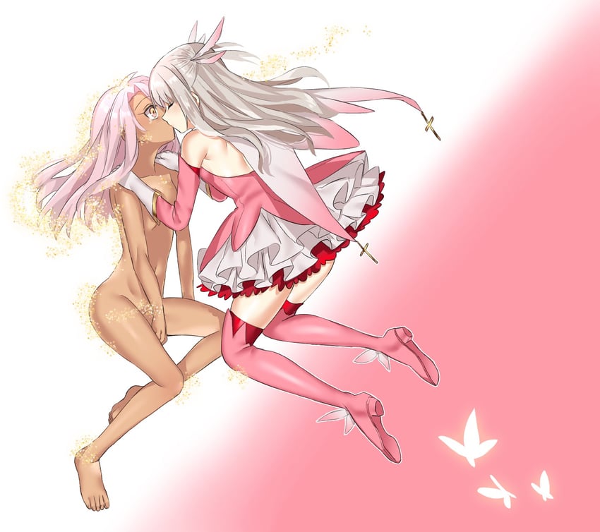 illyasviel von einzbern, chloe von einzbern, and prisma illya (fate and 1 more) drawn by ameman