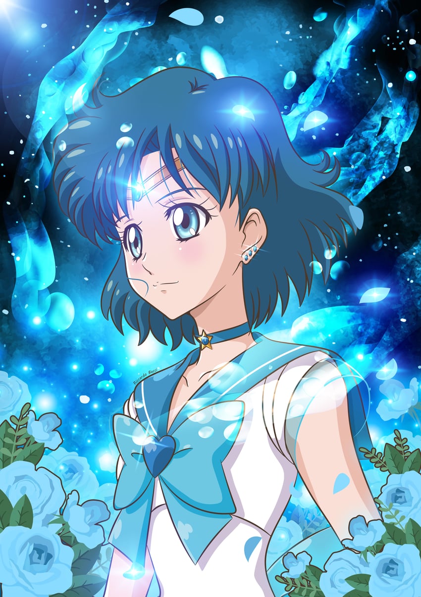 mizuno ami, sailor mercury, and super sailor mercury (bishoujo senshi sailor moon and 1 more) drawn by riccardo_bacci
