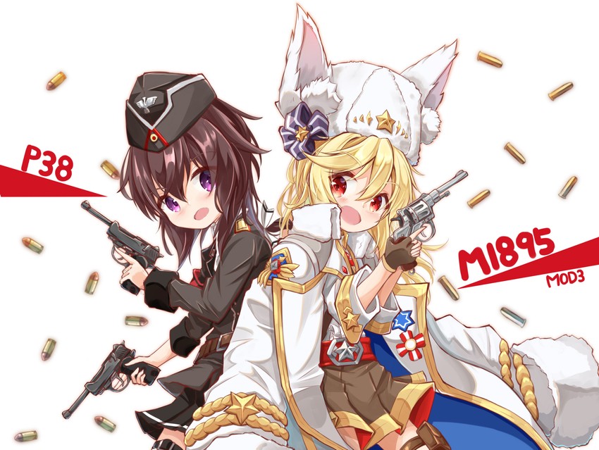 nagant revolver and p38 (girls' frontline) drawn by matsuo_(matuonoie)