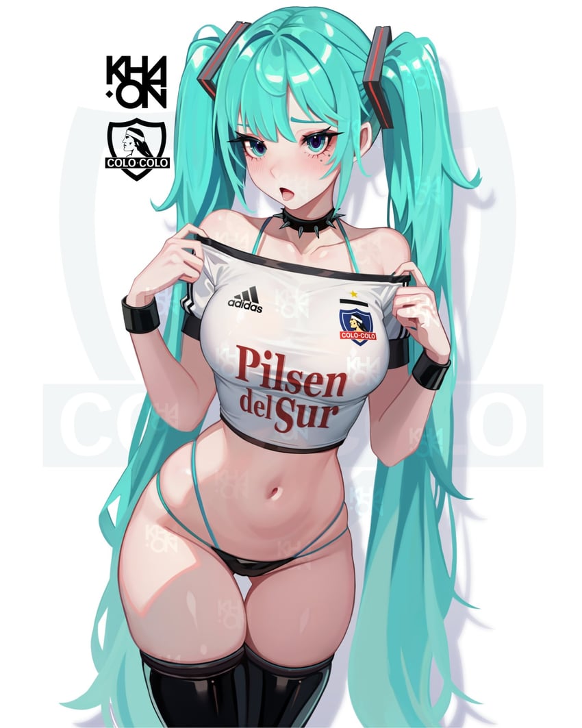 hatsune miku (vocaloid and 1 more) drawn by khaonpng