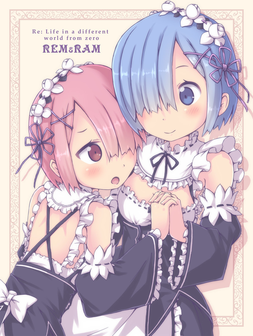 rem and ram (re:zero kara hajimeru isekai seikatsu) drawn by aki_(akisora_hiyori)
