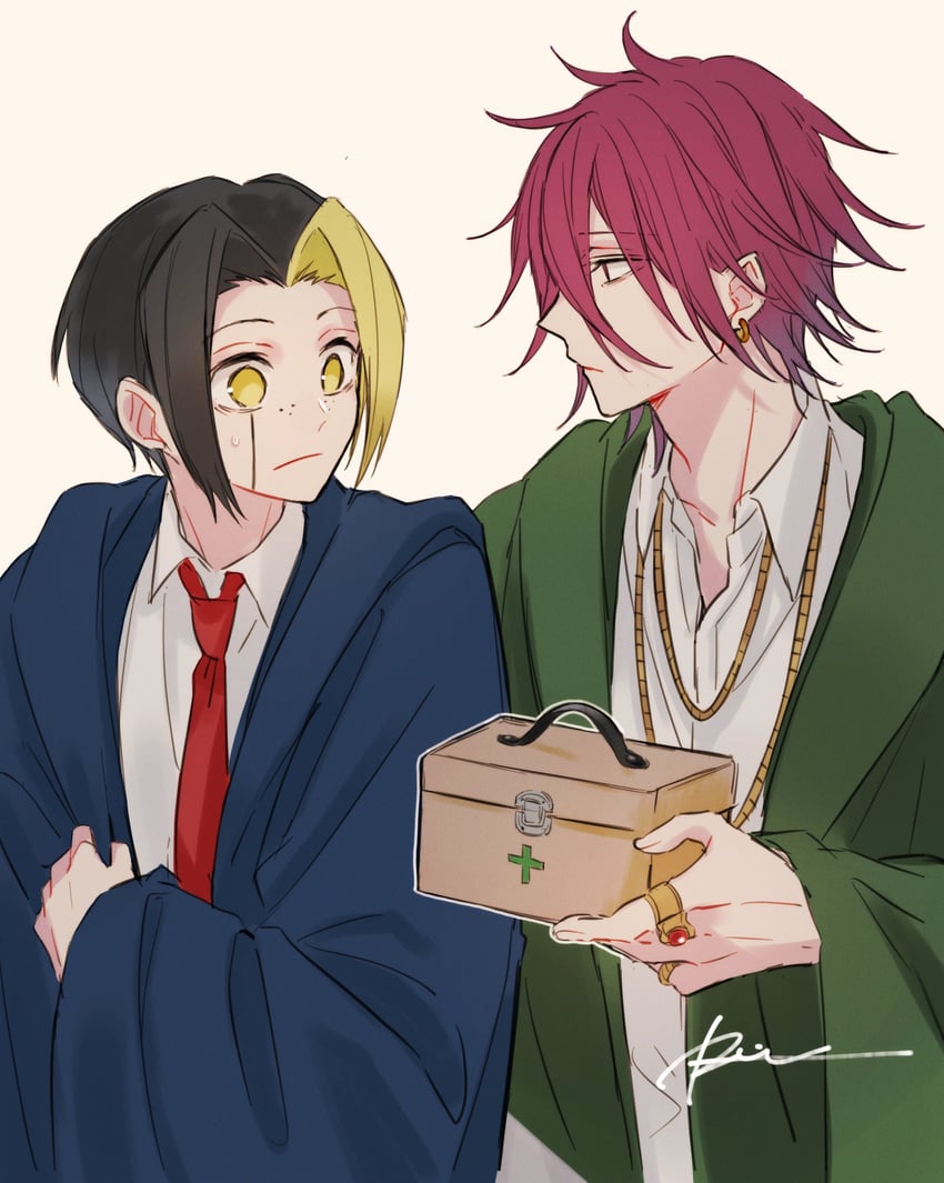 finn ames and carpaccio luo-yang (mashle) drawn by r1kuuw