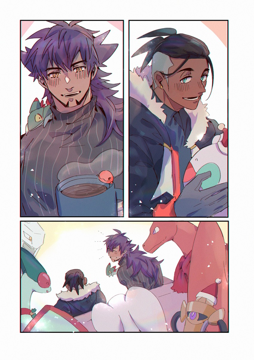 leon, raihan, charizard, flygon, goomy, and 4 more (pokemon and 1 more) drawn by chiyo_(miichiyochin)