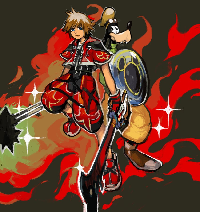 sora and goofy (kingdom hearts and 2 more) drawn by snoozaga