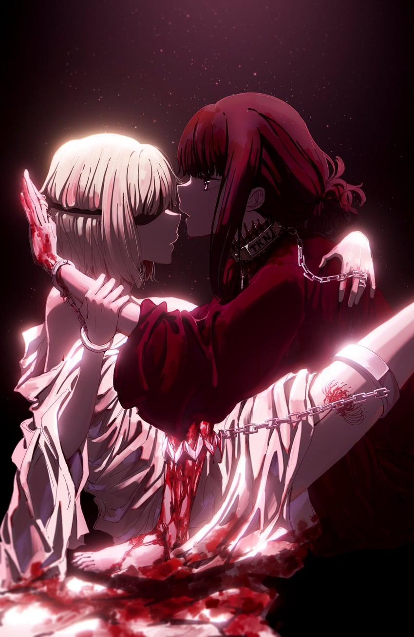 nishikigi chisato and inoue takina (lycoris recoil) drawn by himmel_(keine_haare)