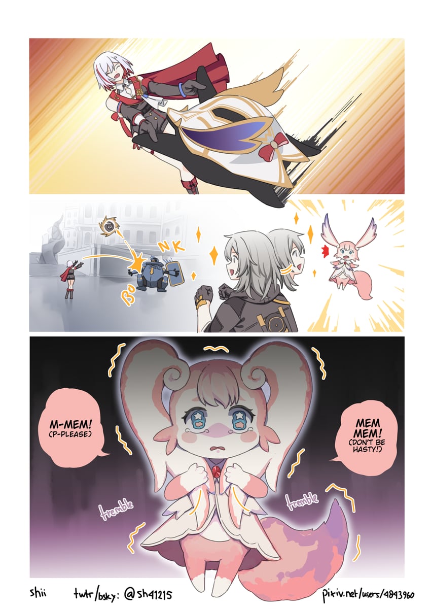 trailblazer, stelle, topaz, trotter, numby, and 1 more (honkai and 1 more) drawn by shi_(shi4557)
