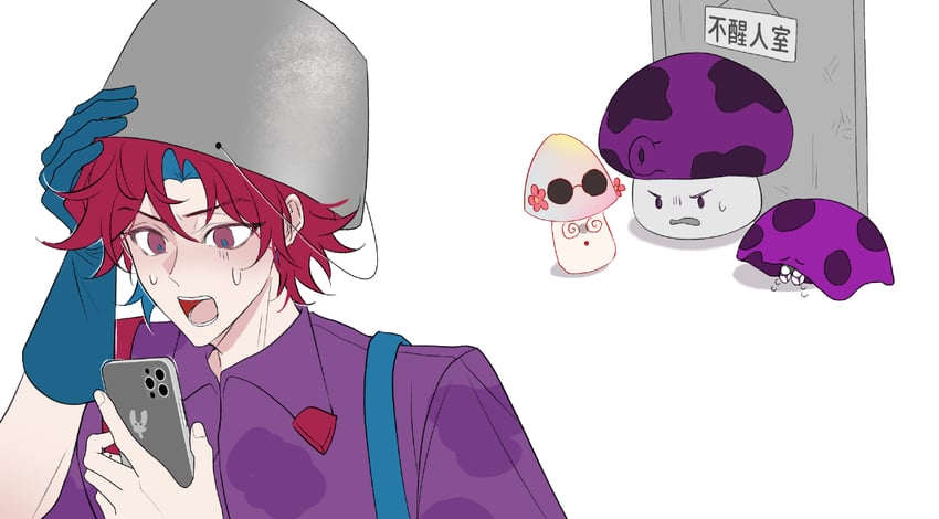 hypno-shroom, scaredy-shroom, fume-shroom, and magnet-shroom (plants vs. zombies) drawn by siiiiiiiiiii