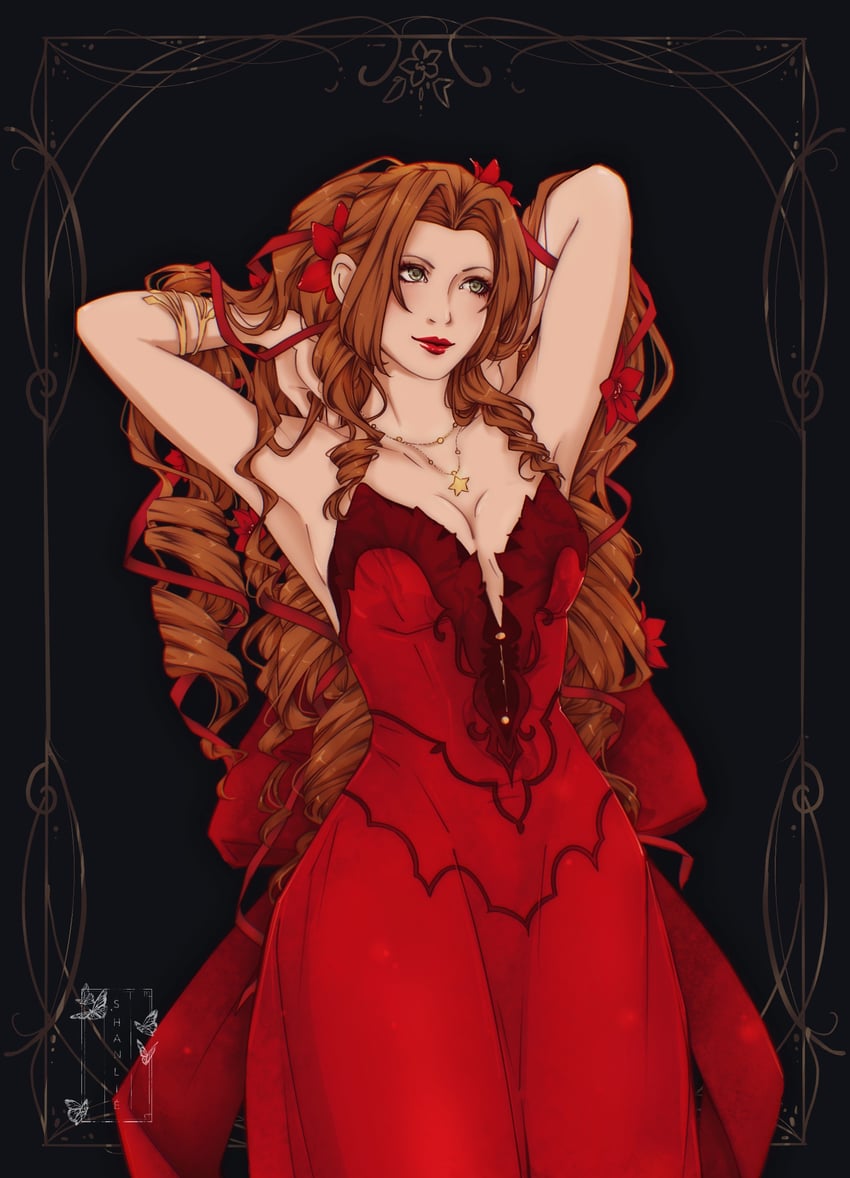 aerith gainsborough (final fantasy and 2 more) drawn by shanlieart