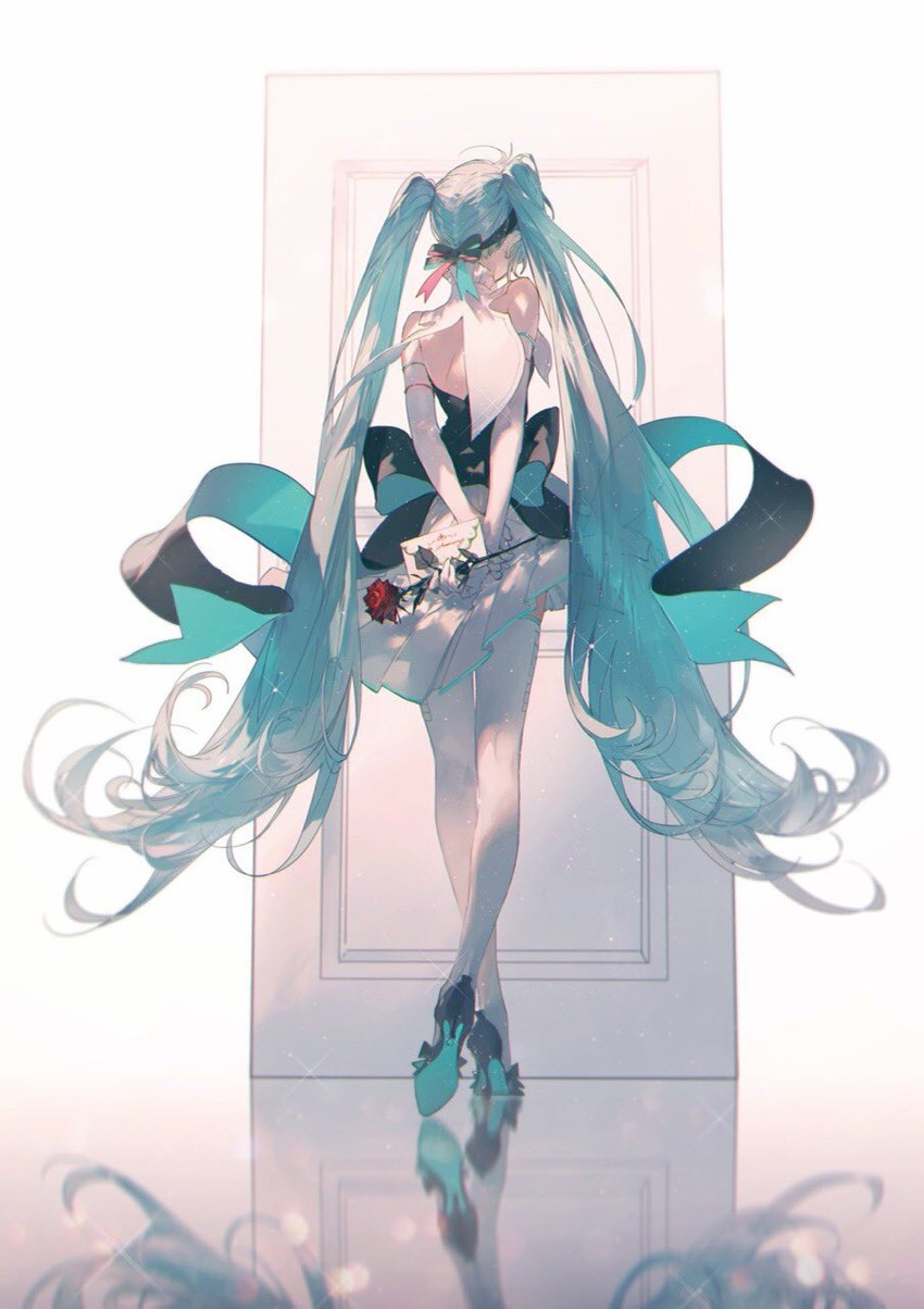 hatsune miku (vocaloid and 1 more) drawn by rella