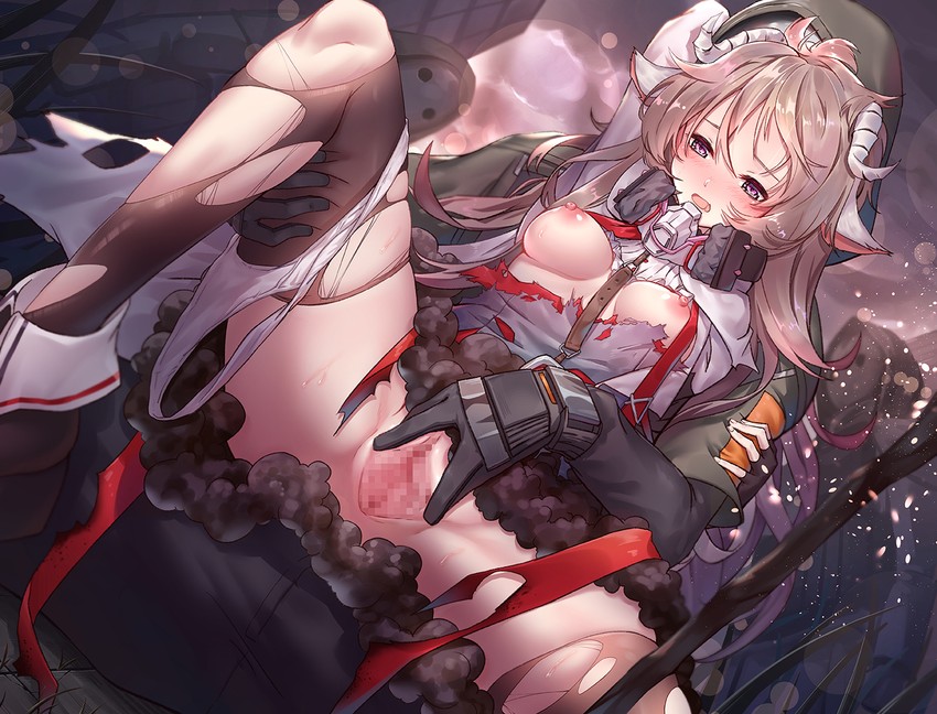 eyjafjalla and reunion soldier (arknights) drawn by ten_no_hoshi