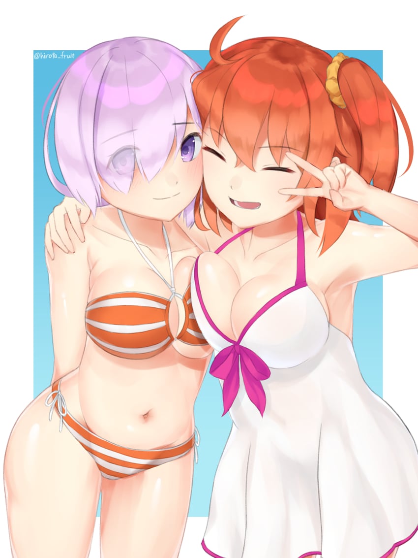 mash kyrielight and fujimaru ritsuka (fate and 1 more) drawn by hirota_fruit
