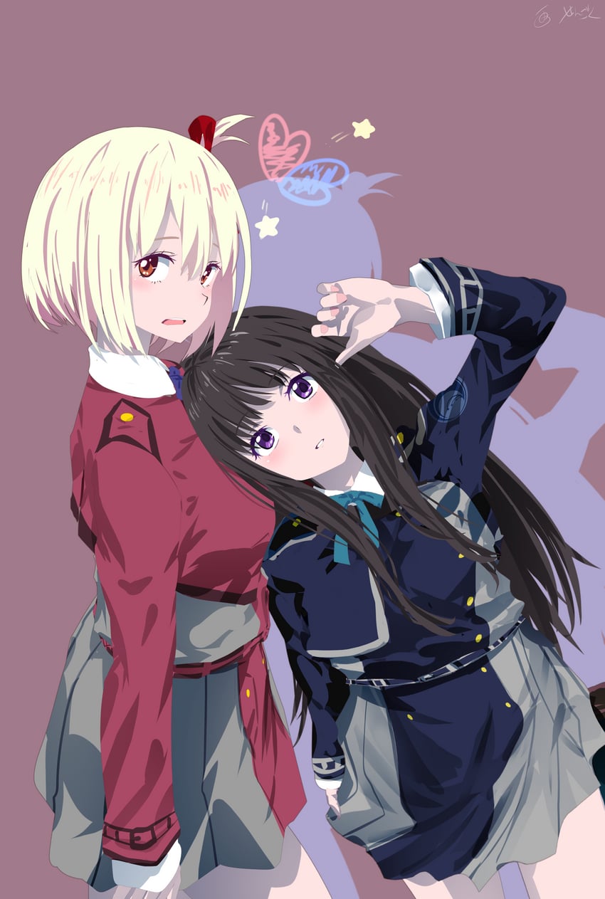 nishikigi chisato and inoue takina (lycoris recoil) drawn by sengoku_chidori