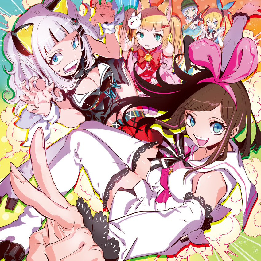 kizuna ai, kaguya luna, dennou shoujo siro, mirai akari, and mikoko (.live and 4 more) drawn by puppeteer7777