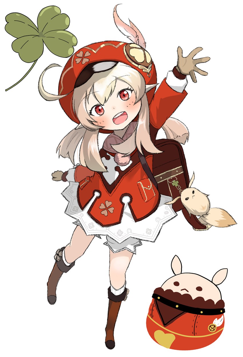 klee, dodoco, and jumpy dumpty (genshin impact) drawn by 29sena29
