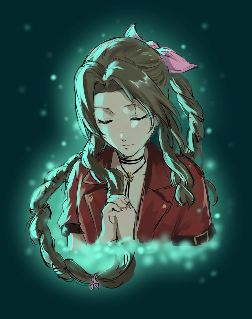 aerith gainsborough (final fantasy and 3 more) drawn by kivavis
