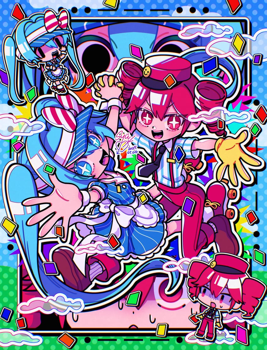 hatsune miku and kasane teto (vocaloid and 2 more) drawn by syu_x