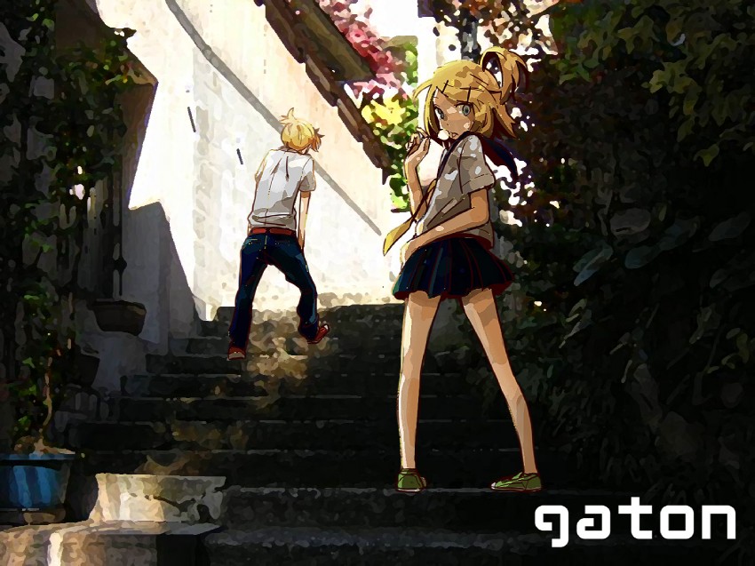 kagamine rin and kagamine len (vocaloid) drawn by yuzuhara_moke