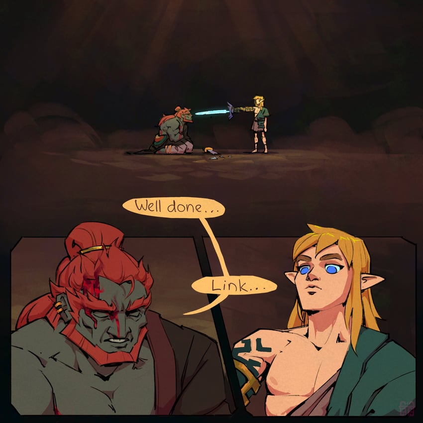 link and ganondorf (the legend of zelda and 1 more) drawn by frongfriend